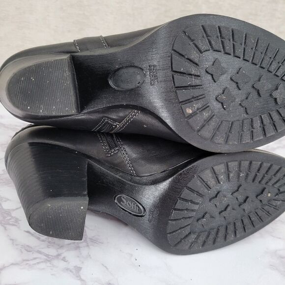 SOFFT Noreen Studded Black Leather Heeled Ankle Bootie 10M - Picture 10 of 14